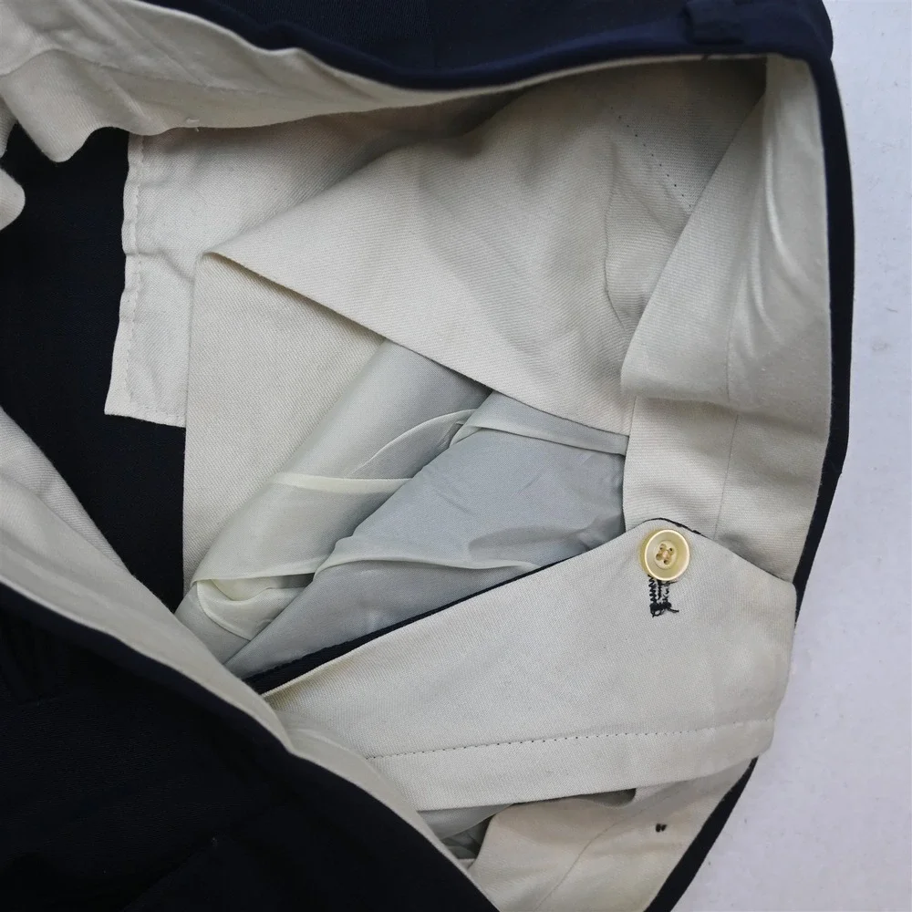 Vtg USA Made Double Breasted 42S 36x30 Navy Blue Wool Mens Jacket Pants Suit